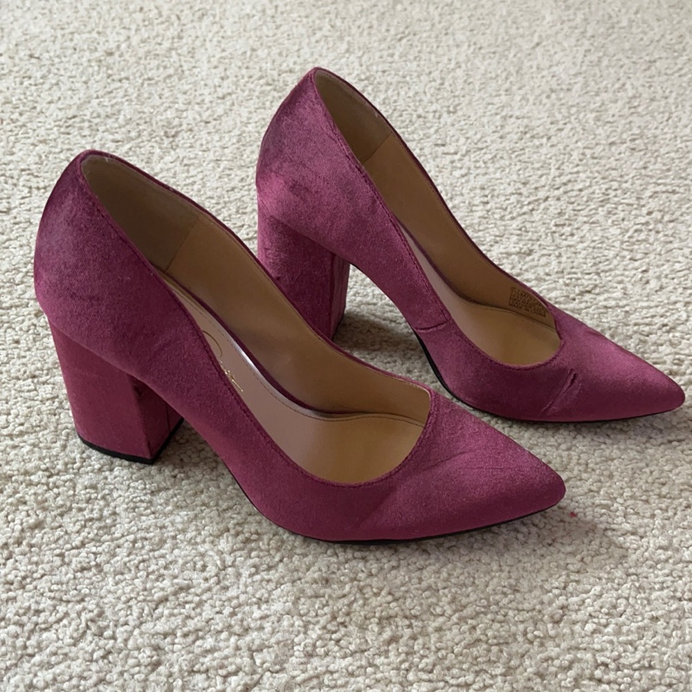 Jessica Simpson pink velvet heels